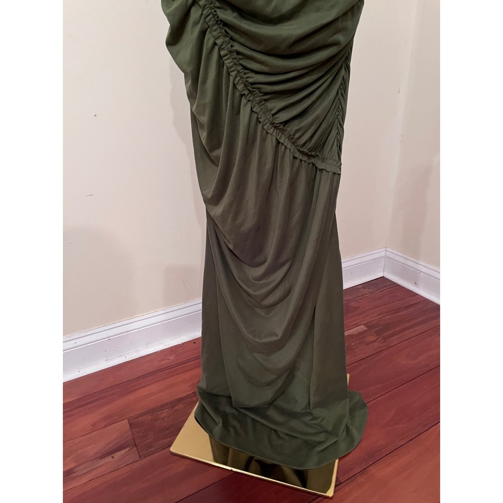 Celandine Gabbie Olive Green Ruched Strapless Maxi Dress Plus Size 3X Gown - Picture 8 of 9
